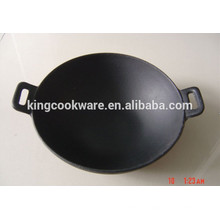 wok de ferro fundido com panelas de revestimento pré-temperado para cozinha